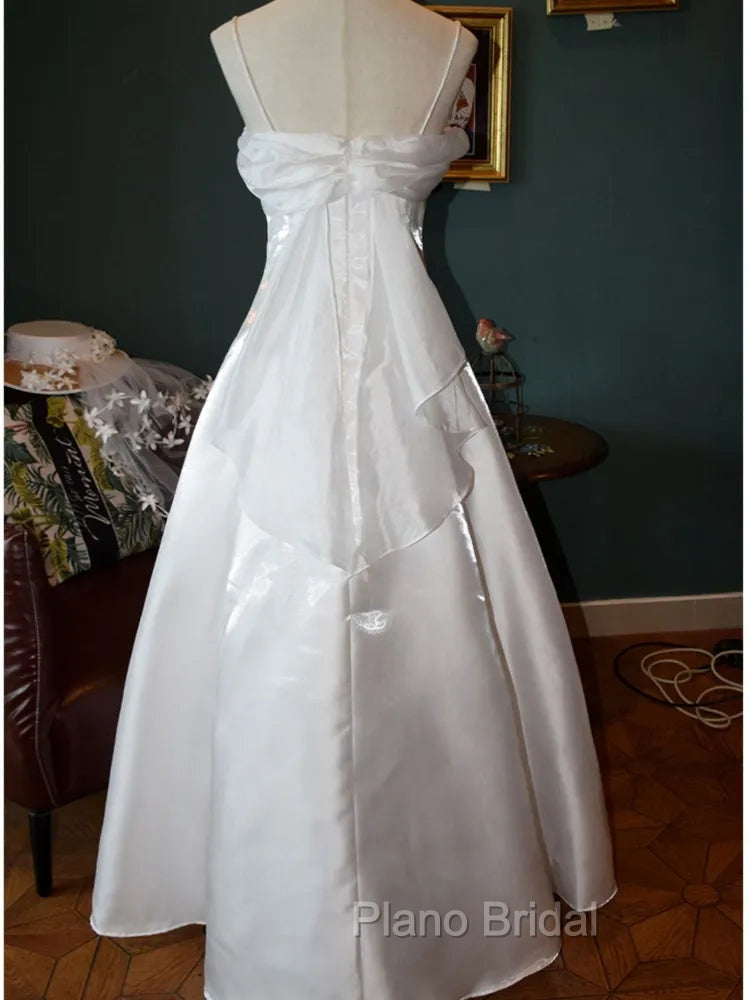 Elegant White Satin Spaghetti Straps Formal Prom Dresses Fairy A Line Princess Dresses Evening Gown Secondary image