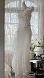 Elegant White Strap Herringbone Beaded Chiffon Prom Gown Formal Prom Dresses