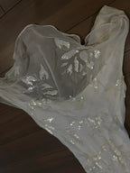 Elegant White Swing Neck Sequin Chiffon Long Formal Prom Dresses