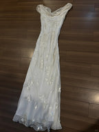 Elegant White Swing Neck Sequin Chiffon Long Formal Prom Dresses