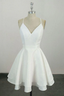 Elegant White V Neck Knee Length Short Formal Prom Dresses Homecoming Dresses