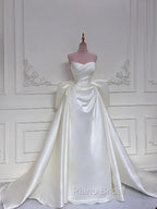 Elegant White Wedding Dresses With Train Mermaid Bridal Gowns