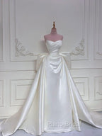 Elegant White Wedding Dresses With Train Mermaid Bridal Gowns