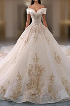 Embroidered Off-The-Shoulder Wedding Dresses