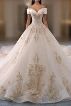 Embroidered Off-The-Shoulder Wedding Dresses