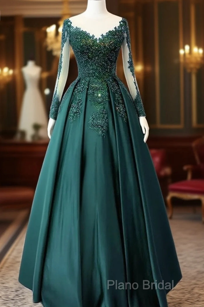 Emerald Green Long Sleeve Quinceanera Dresses Ball Gown Plus Size 15 Junior Formal Prom Dresses