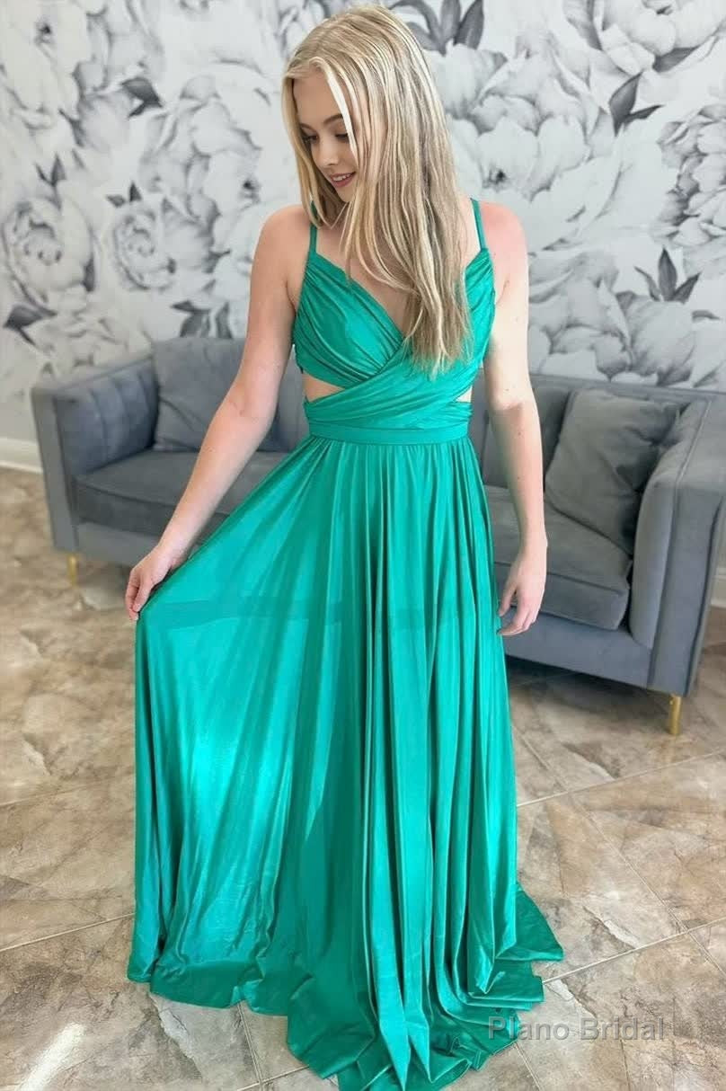 Emerald Green Pleated A-Line Formal Dress Main image