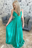 Emerald Green Pleated A-Line Formal Dress