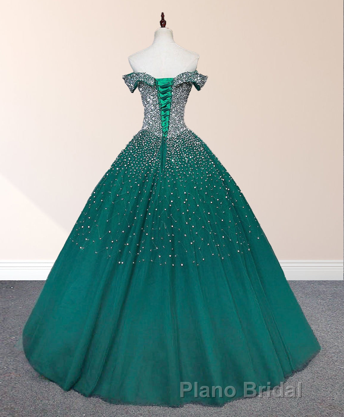 Emerald Green Sequin Formal Prom Dresses Beaded Quinceanera Dresses