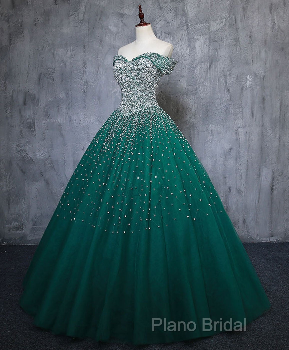 Emerald Green Sequin Formal Prom Dresses Beaded Quinceanera Dresses, Sweet 16 Dresses