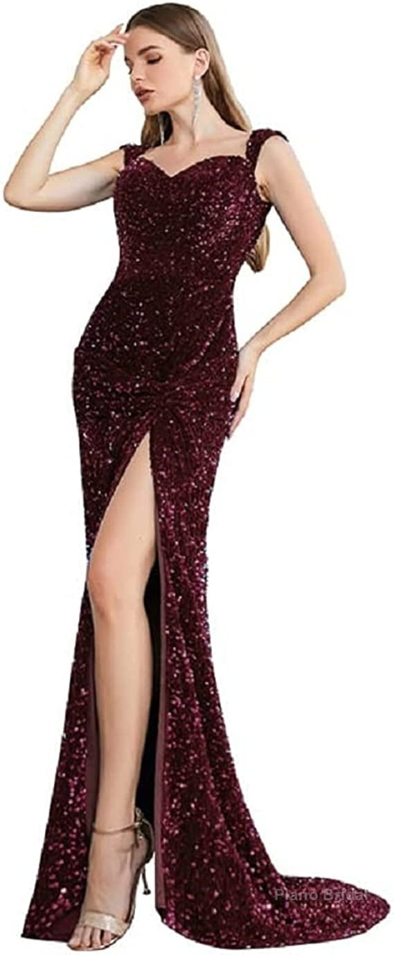 Engerla Royal Blue Sequins Mermaid Evening Dress Sweet Neck Formal Prom Gowns Wedding Bridesmaid Dress