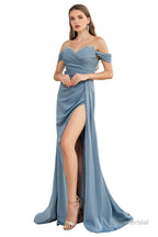 Engerla Sexy High Slit Mermaid Evening Dress Off The Shoulder Shower Party Dress Pageant Celebrity Gown