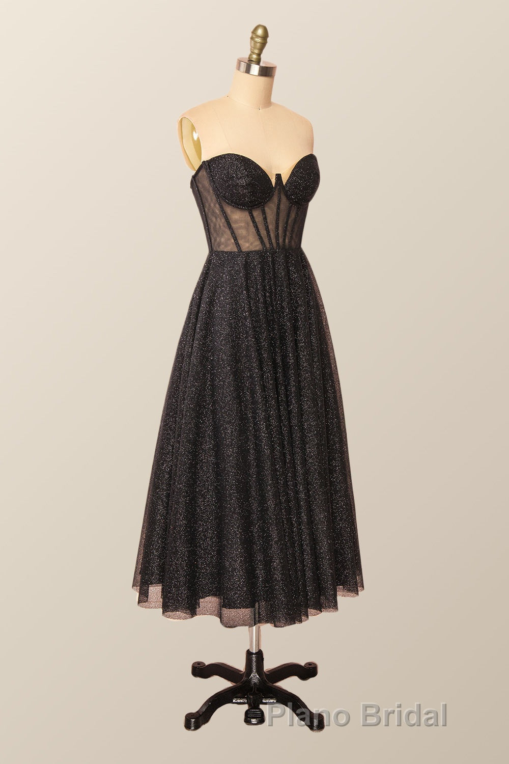 Green Corset A-line Tea Length Dresses