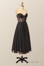 Green Corset A-line Tea Length Dresses