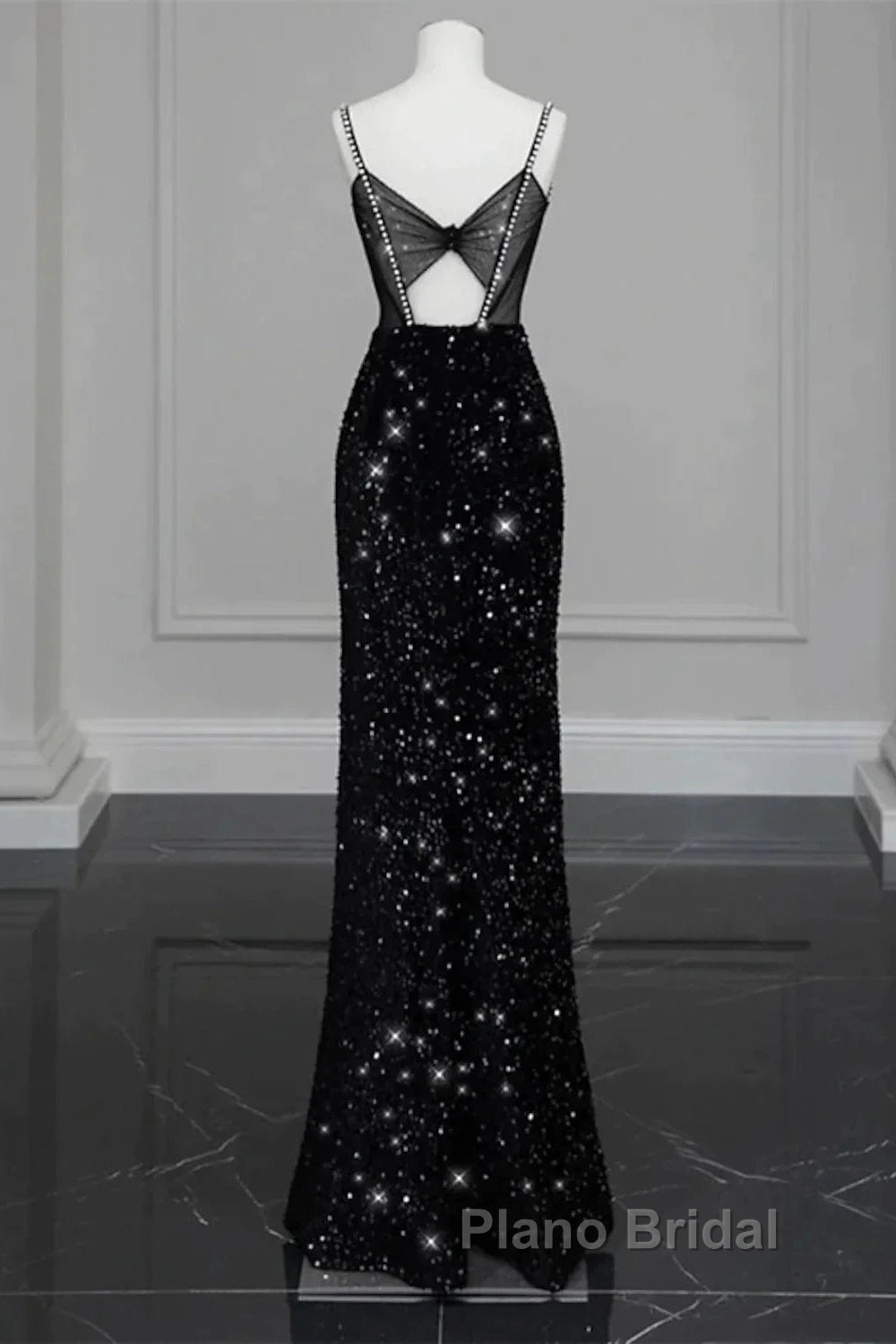 Evening Gown Sexy Dresses Formal Floor Length Sleeveless Strap Sequined With Bow(S) Crystals Secondary image