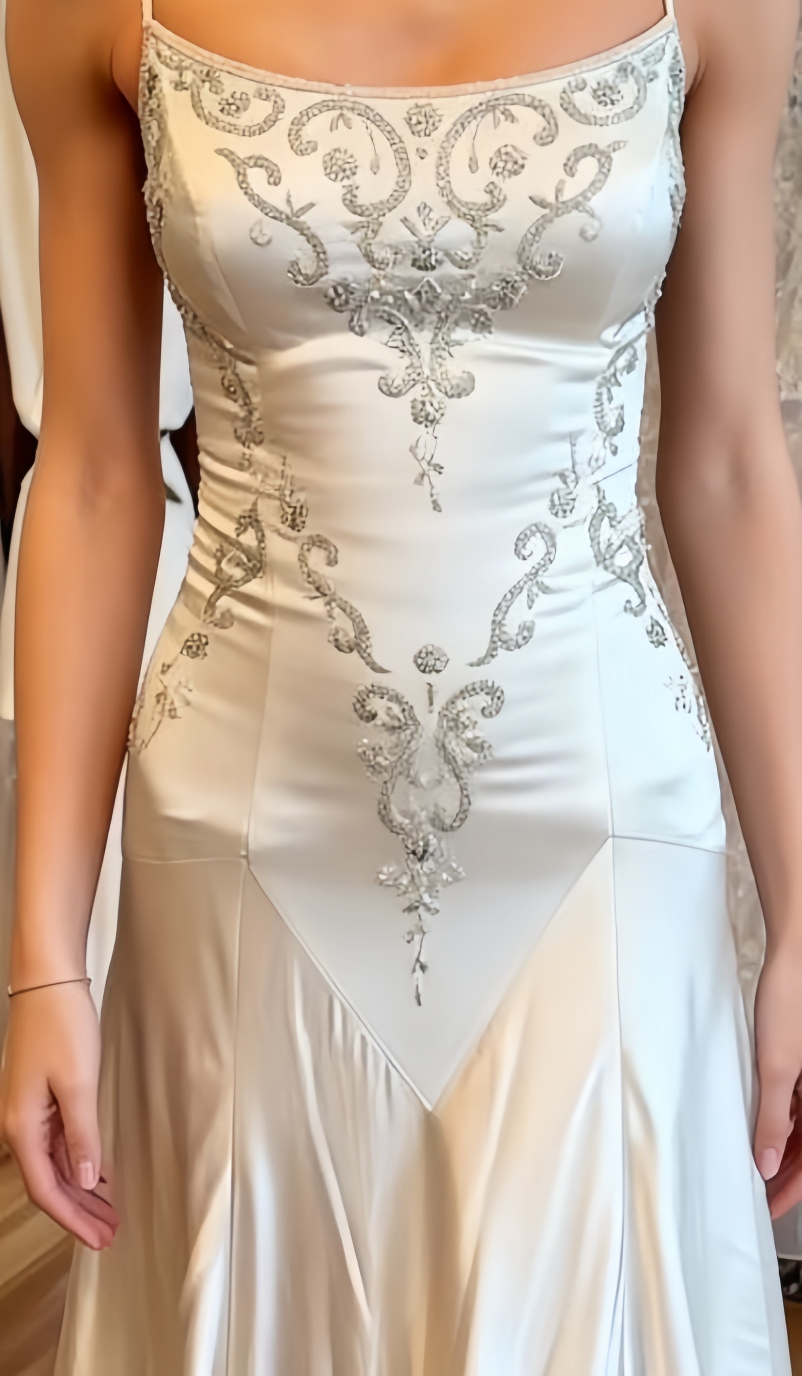 Exquisite Ivory Mermaid Long Wedding Dresses Appliques Satin Bridal Dresses