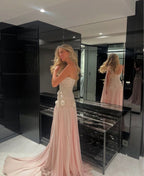 Exquisite Mermaid One Shoulder Pink Chiffon With Silver Beaded Prom Dresses Long Party Dress 18Th Birthday Outfits Prom Gown