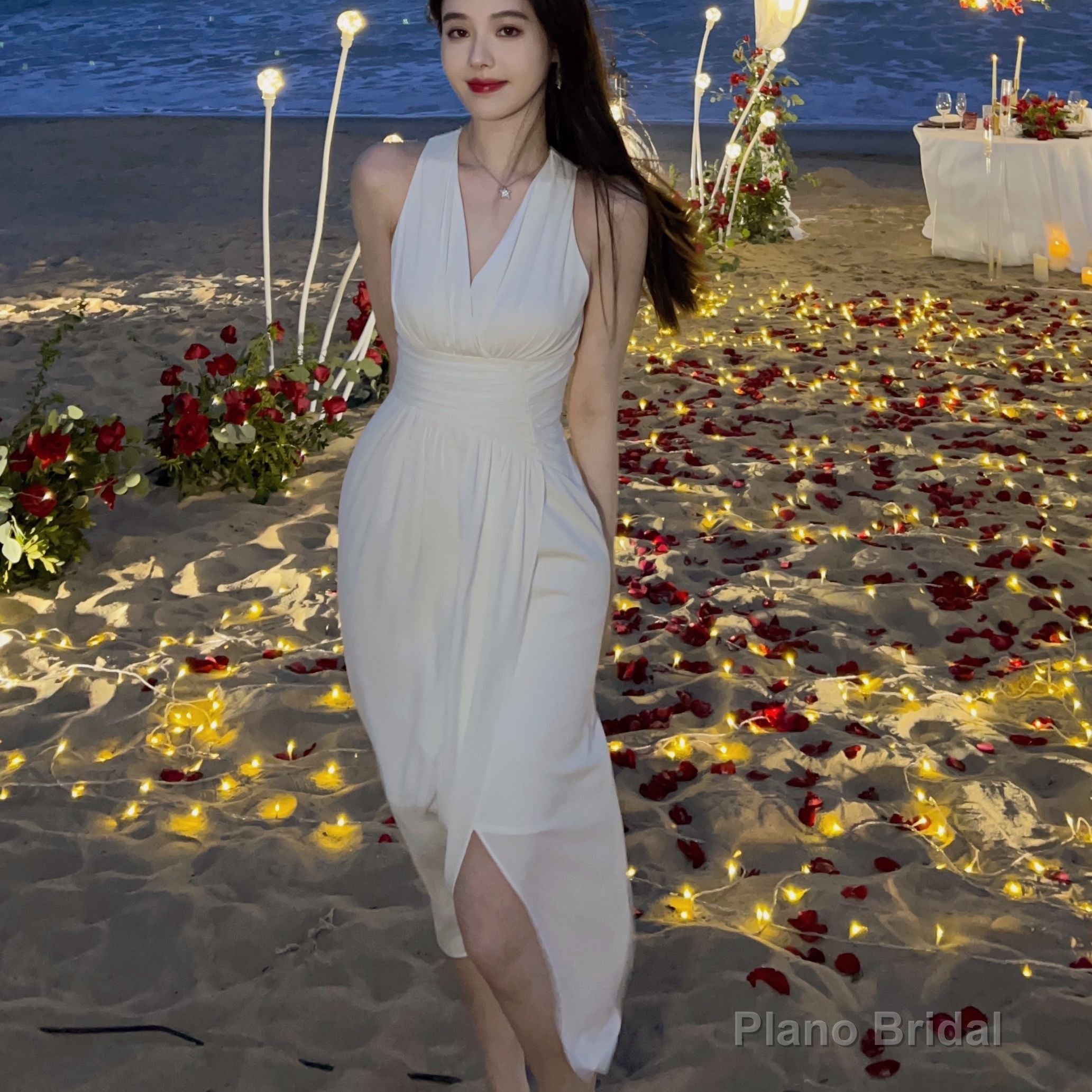 Women Fashion Elegant Evening Party White Dress Female Fashion Prom Wedding Clothing estidos Clothes Main image