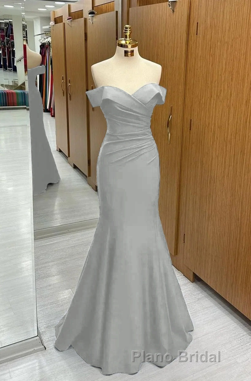 Long Navy Formal Prom Dresses Mermaid Off-the-Shoulder Sweetheart Sleeveless