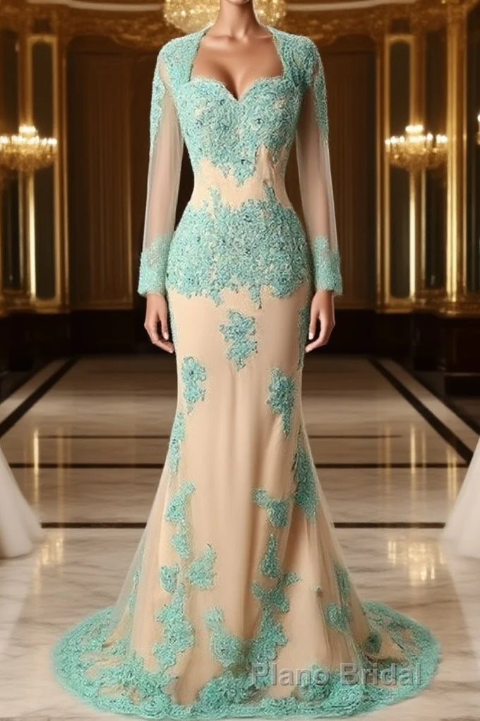 Fabulous Appliques Lace Long Sleeve Mermaid Mother of the Bride / Groom Dresses