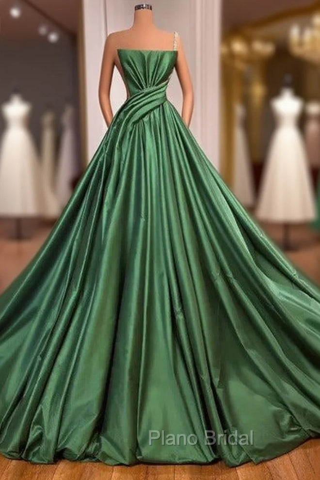 Fabulous Long A-line One Shoulder Satin Sleeveless Formal Formal Prom Dresses Main image