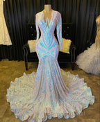 Fabulous Long Sleeves Formal Prom Dress Mermaid Sequins On Sale