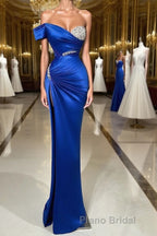 Fabulous Long Sweetheart Split Mermaid Evening Formal Prom Dresses With Beading