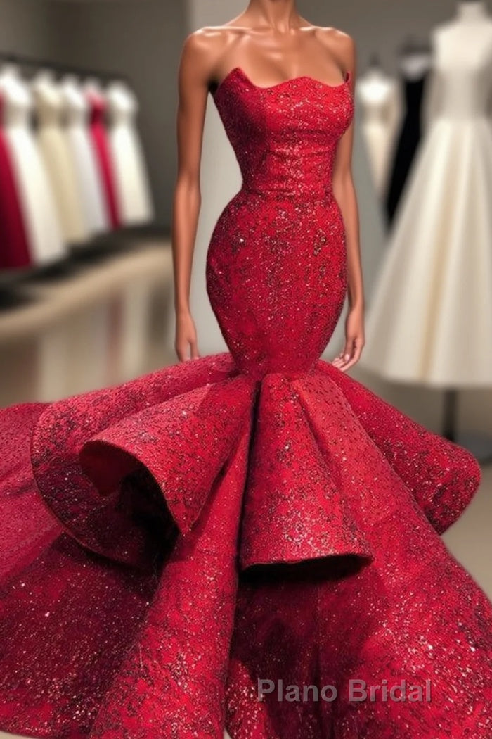 Fabulous Mermaid Strapless Sleeveless Long Formal Prom Dresses Main image
