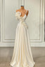 Fabulous White Satin Evening Prom Dresses With Ruffles