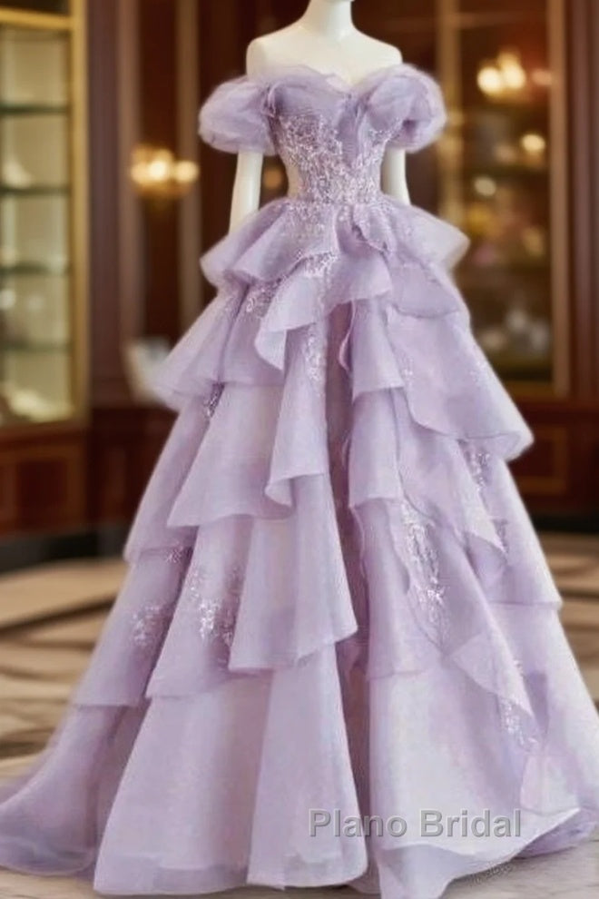 Fairy A Line Off The Shoulder Lilac Formal Prom Dresses Evening Dresses Main image