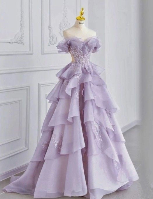 Fairy A Line Off The Shoulder Lilac Formal Prom Dresses Formal Evening Dresses Main image