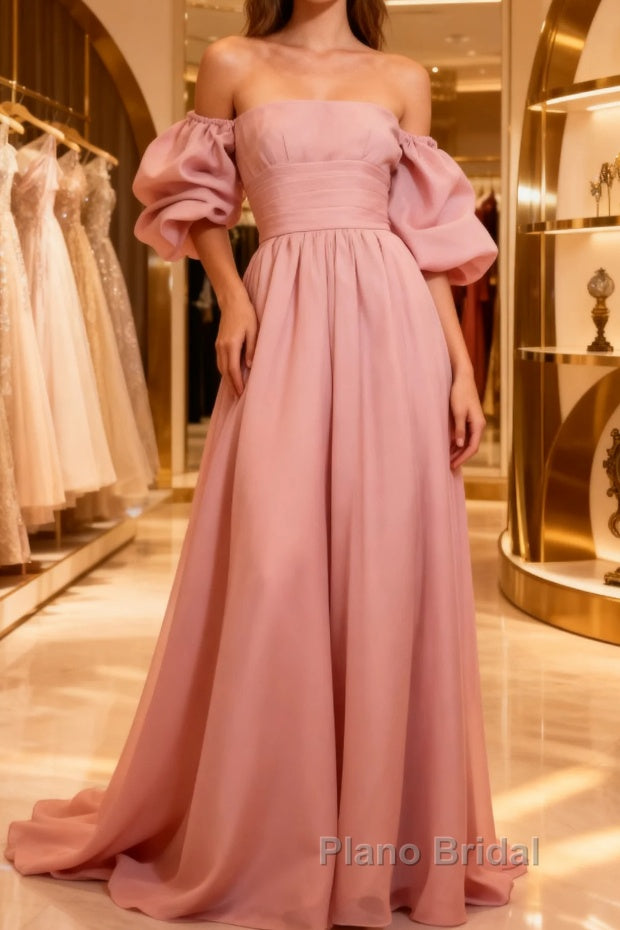 Fairy A Line Pink Long Formal Prom Dresses Evening Dresses