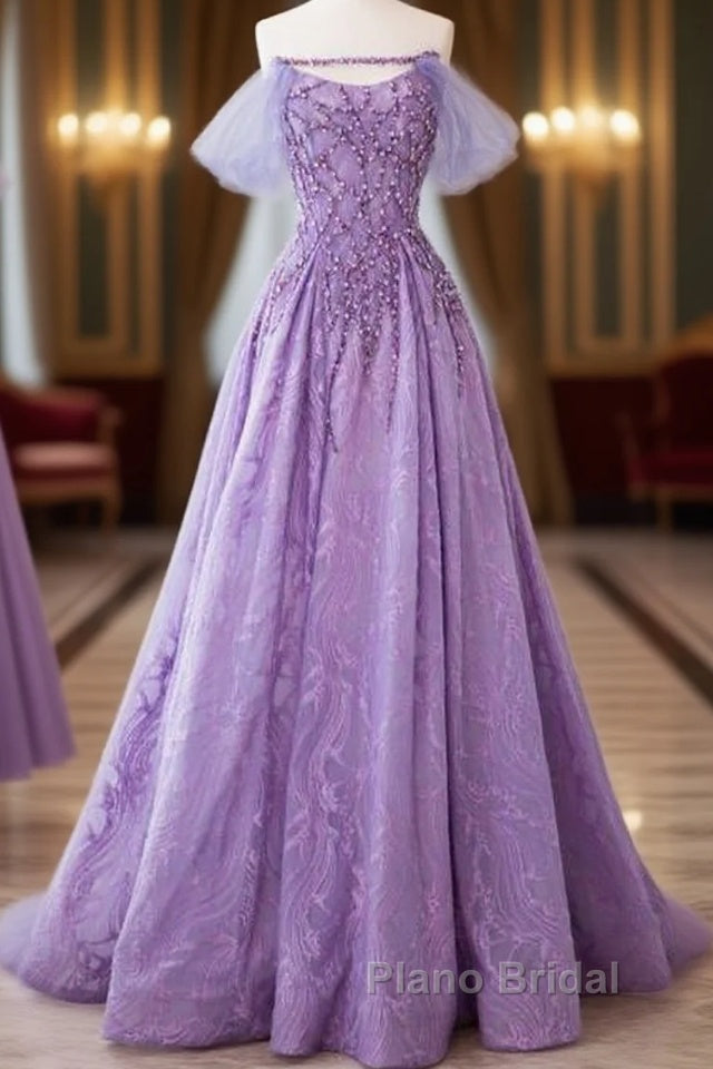 Fairy A Line Strapless Lilac Formal Prom Dresses Evening Dresses
