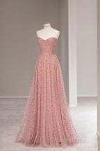 Fairy A Line Sweetheart Pink Long Tulle Formal Prom Dresses 22Th Birthday Outfit