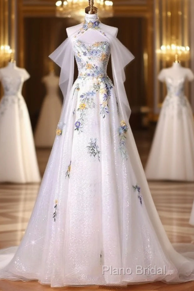 Fairy A Line White Floral Formal Prom Dresses Formal Dresses