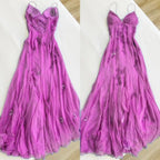 Fairy Blue/Purple Spaghetti Straps Appliques Chiffon Formal Prom Dresses