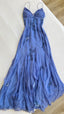 Fairy Blue/Purple Spaghetti Straps Appliques Chiffon Formal Prom Dresses
