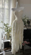 Fairy-Like Tube Top With Heart-Shaped Collar And Beaded Wood Ear Curled Skirt Chiffon Formal Prom Dresses
