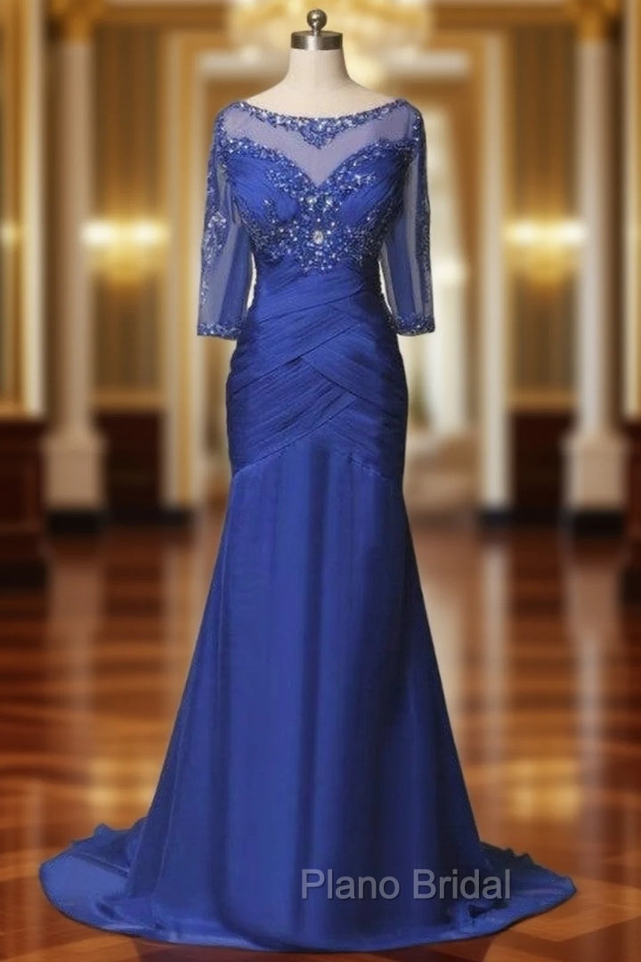 Fairy Tale Half Sleeve Beading Crystal Trumpet/Mermaid Mother of the Bride Dresses