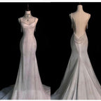 Fairytale Mermaid Wedding Dresses Glittering Straps Backless Wedding Dresses