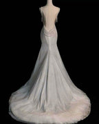 Fairytale Mermaid Wedding Dresses Glittering Straps Backless Wedding Dresses
