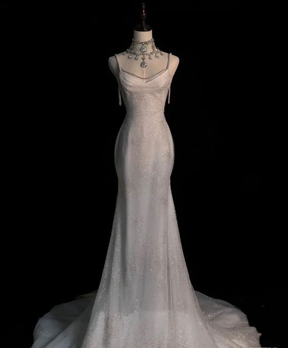 Fairytale Mermaid Wedding Dresses Glittering Straps Backless Wedding Dresses Main image