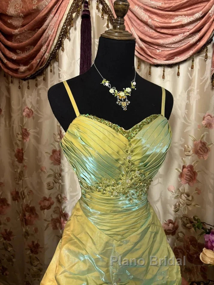 Fairytale Sage A-Line Mask Formal Prom Dresses Beaded Satin Evening Gown For Birthady&Graduation Secondary image
