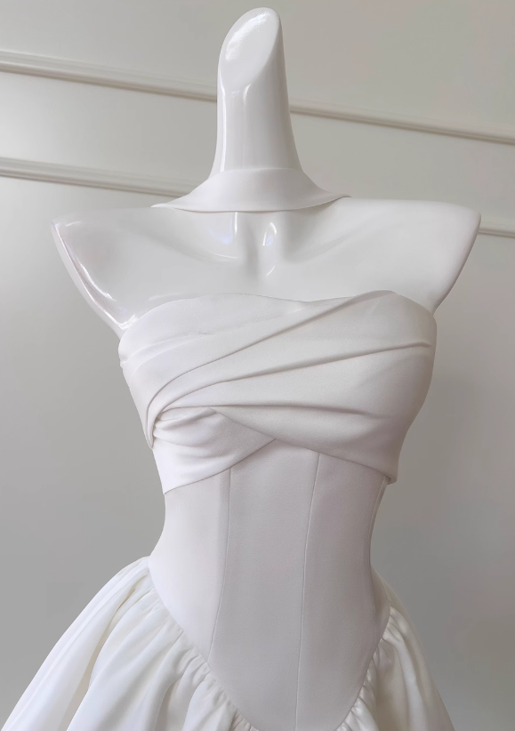 Fairytale White Strapless Short Formal Prom Dresses For Party&Birthday Elegant Formal Evening Dresses