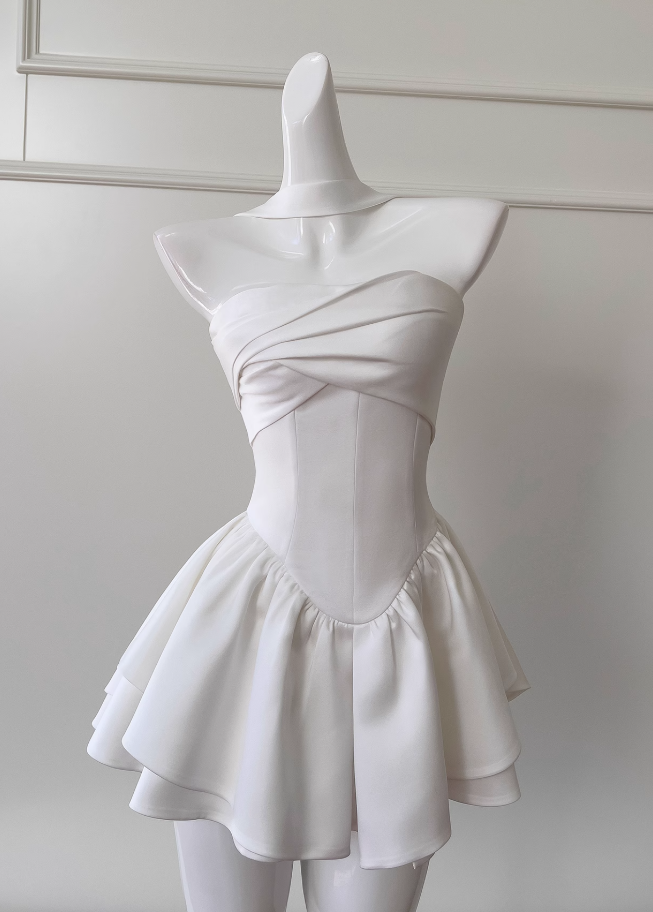 Fairytale White Strapless Short Formal Prom Dresses For Party&Birthday Elegant Formal Evening Dresses Main image