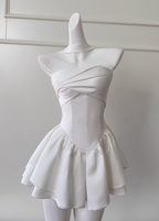 Fairytale White Strapless Short Formal Prom Dresses For Party&Birthday Elegant Formal Evening Dresses