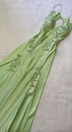 Fancy Mermaid Spaghetti Straps Green Backless Long Formal Prom Dresses Formal Evening Dresses Formal Dresses