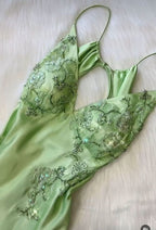 Fancy Mermaid Spaghetti Straps Green Backless Long Formal Prom Dresses Formal Evening Dresses Formal Dresses