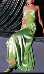 Fancy Mermaid Sweetheart Neckline Green Satin Long Formal Prom Dresses Formal Evening Dresses Formal Dresses
