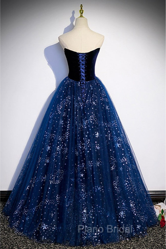 Fantasy Blue Ballgown Tulle Formal Prom Dresses with Bling Secondary image